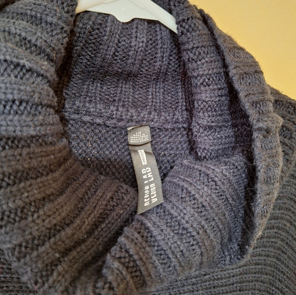 Design Lab Lord & Taylor Navy Cotton Blend Oversized Poncho Sweater - Picture 2 of 5